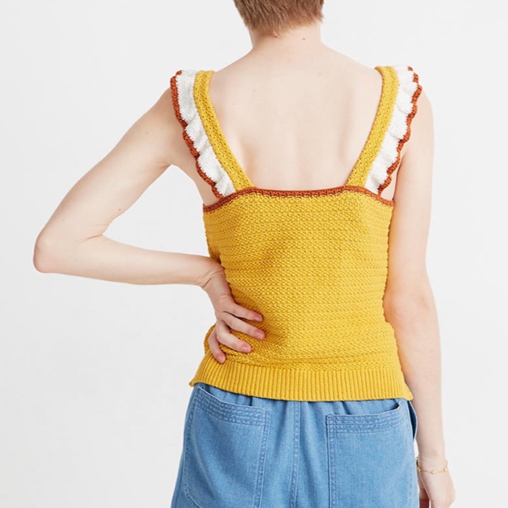 Madewell crocheted ruffle-strapped sweater tank - Picture 2 of 6